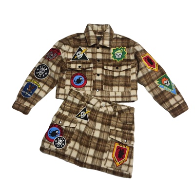 美版 女款 嘻哈街头hiphop 美式重工万针刺绣 短款 外套短裙