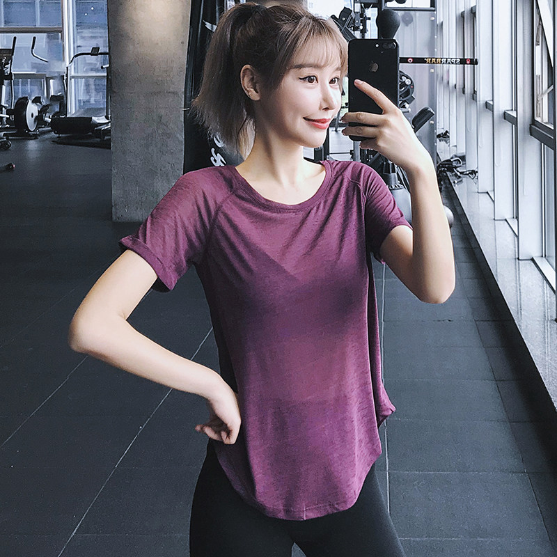 网红速干衣女士罩衫短款运动t恤图片