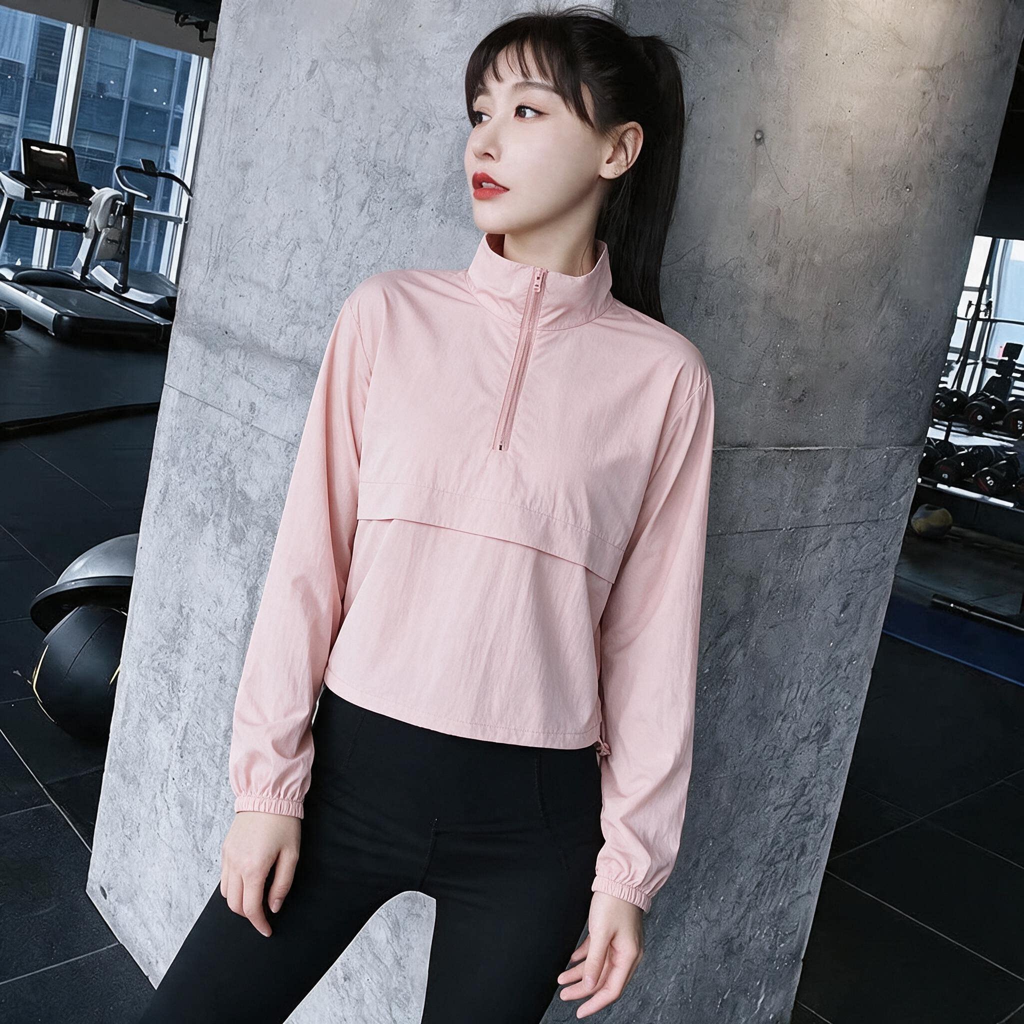 半拉链立领骑行服女款长袖