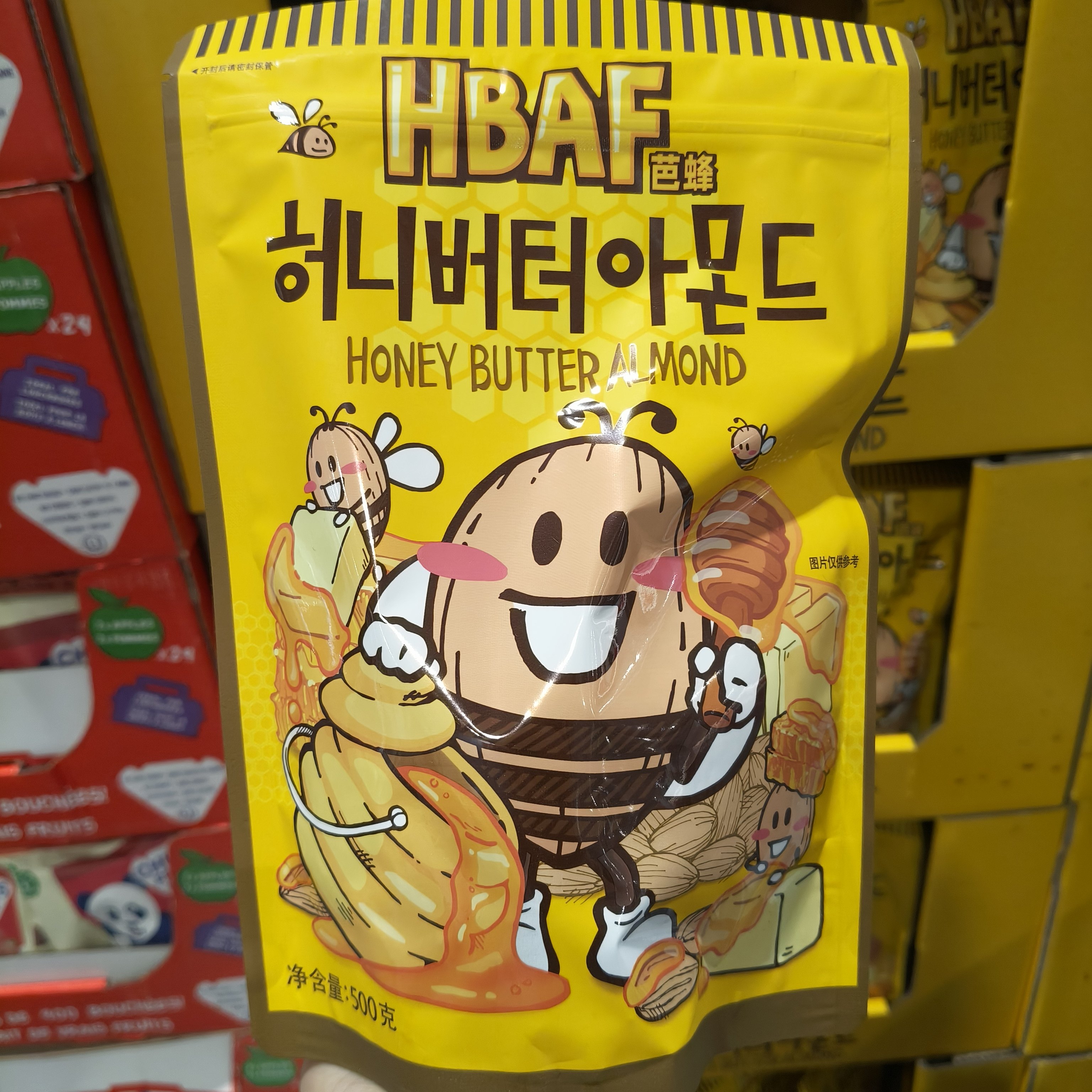 开市客芭蜂蜂蜜黄油扁桃仁500g坚果杏仁巴旦木扁桃仁韩国进口零食