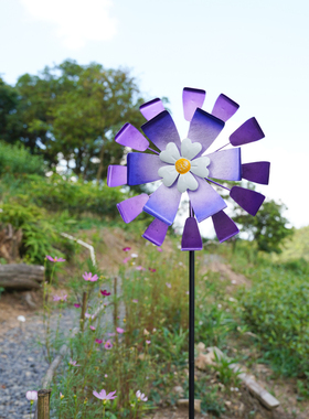 铁艺风车摆件幼儿园户外花园装饰旋转庭院别墅幼儿园创意造景摆件