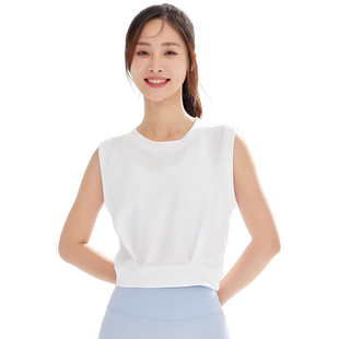 neverme运动背心女宽松无袖T恤收褶显瘦跑步透气健身瑜伽上衣夏季