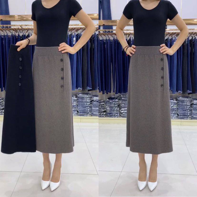 羊毛绒裙子女2025秋冬新款高腰弹力半身A字裙显瘦遮肚子面料柔