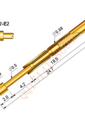 华荣测试针P02-E2/PA02-E2 0.9圆锥头探针 0.68导电针 弹簧顶针铜