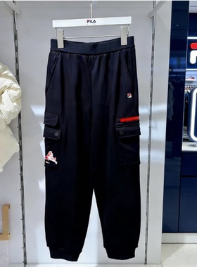 FILA斐乐童装新年款2026年春季男大童针织长裤运动裤 K12B614602