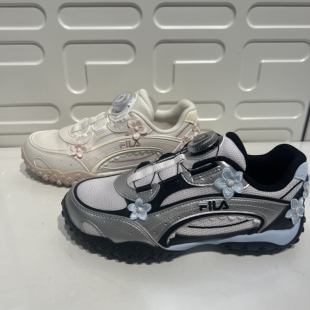FILA斐乐童鞋2026春季新款女大童旋钮运动鞋复古跑鞋 K15G611109