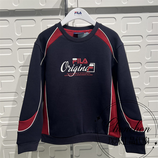 FILA斐乐童装OR系列26年春季男大童针织套头衫圆领卫衣K12B611217