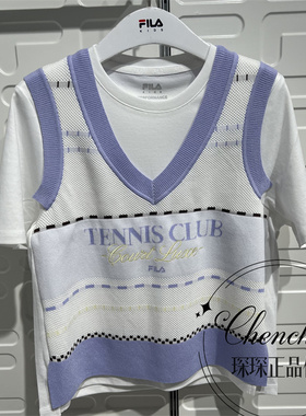 FILA斐乐童装2026年夏季新款女大童针织短袖POLO衫T恤 K12G623110