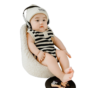 儿童百天拍照道具摄影主题条纹衣服宝宝100天百岁照半岁杰伦主题