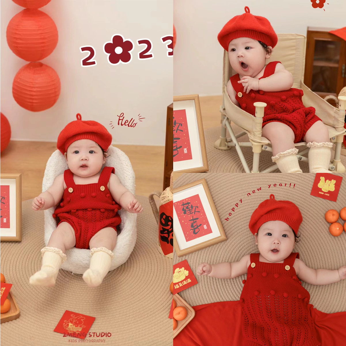 儿童摄影服装宝宝新年百天照服