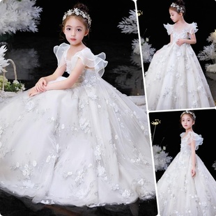 高端女童婚纱儿童连衣裙中小学生长裙花仙子公主裙钢琴主持人艺考