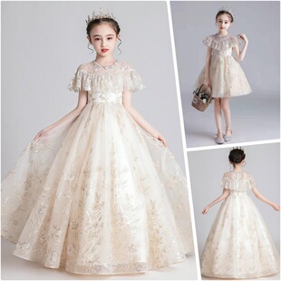 生日女童婚纱高定款礼服公主裙儿童大码连衣裙胖女孩中大童演出服