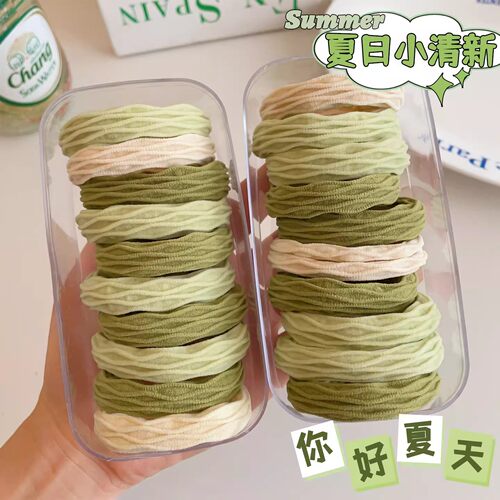 新款抹茶绿高颜值发圈发绳高弹力橡皮筋皮筋头发ins头绳马尾加粗
