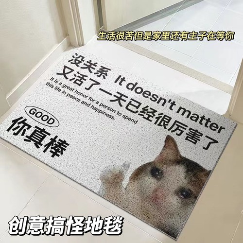搞笑可爱入户丝圈地垫地毯门垫