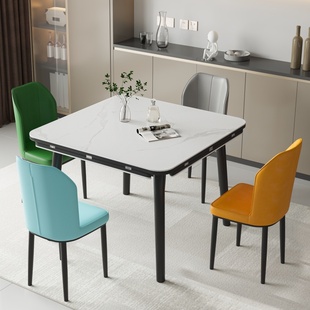 {新疆包邮}餐桌可变圆桌方变圆可方可圆岩板家用小户型正方形折叠