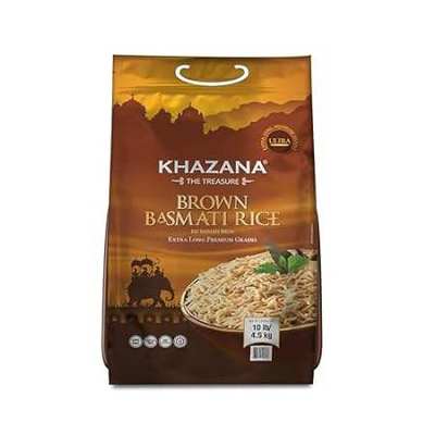 Khazana Authentic Brown Basmati Rice 10lb | Non-GMO， Glut