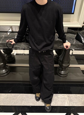 「1012H」复古结构设计硬挺直筒宽松工装裤多口袋阔腿长裤男女