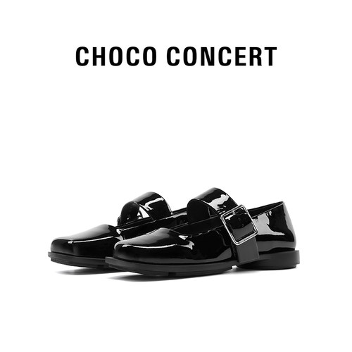 CHOCO CONCERT设计鞋履丨 圆方不对称条带玛丽珍复古女款漆皮单鞋