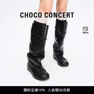 CHOCO CONCERT设计鞋履丨2026AW秋季新品绑带芭蕾束束靴高筒靴女