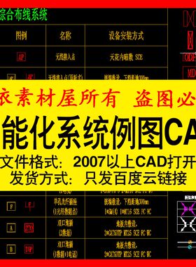 超全弱电智能化图库系统图例CAD素材图块视频监控有线电视安防图