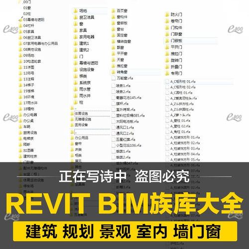 revit bim族Revit BIM建筑墙门窗专业精品BIM族库大全Z572