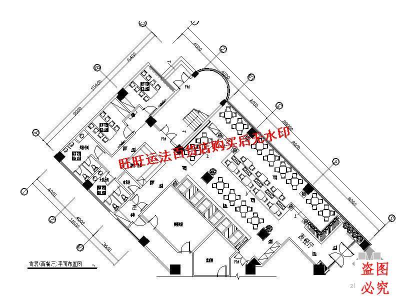 某西餐厅装修施工cad图纸室内设计装修dwg图