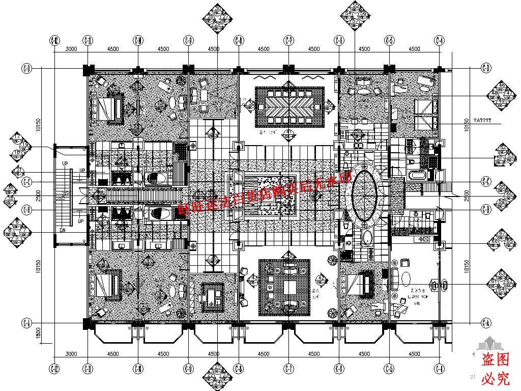 五星酒店总统套房施工cad图纸室内设计装修dwg图