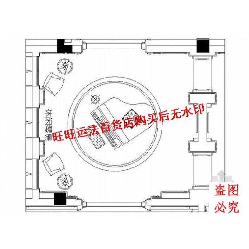 住宅钢琴室设计装修cad图纸室内设计装修dwg图