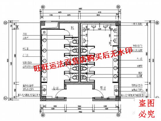 73㎡公共卫生间室内装修cad图纸室内设计装修dwg图