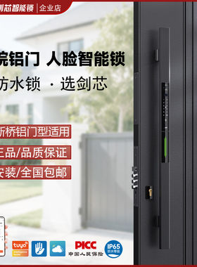 剑芯T800指纹密码锁别墅庭院门3D人脸掌静脉智能锁防水可视防盗门