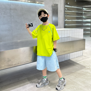 【速干衣吸湿网眼透气】男童夏季运动套装儿童2026新款短袖t恤