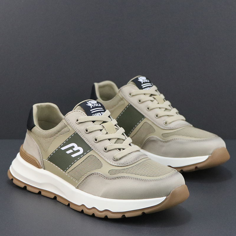 夏季男鞋2025新款透气网面运动鞋厚底轻便休闲冰丝布鞋百搭跑步鞋