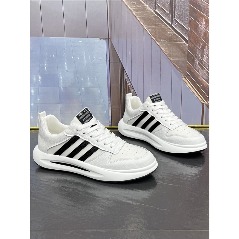 男鞋秋冬新款真皮三道杠小白鞋舒适运动休闲鞋男款时尚百搭鞋子男