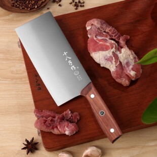 十八子作珀光40Cr13斩切两用刀原木手柄家用斩切刀菜刀