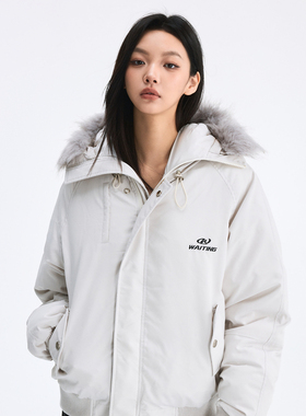 WaitingWave2025秋冬季毛领派克服美式复古工装棉服bf风男女同款