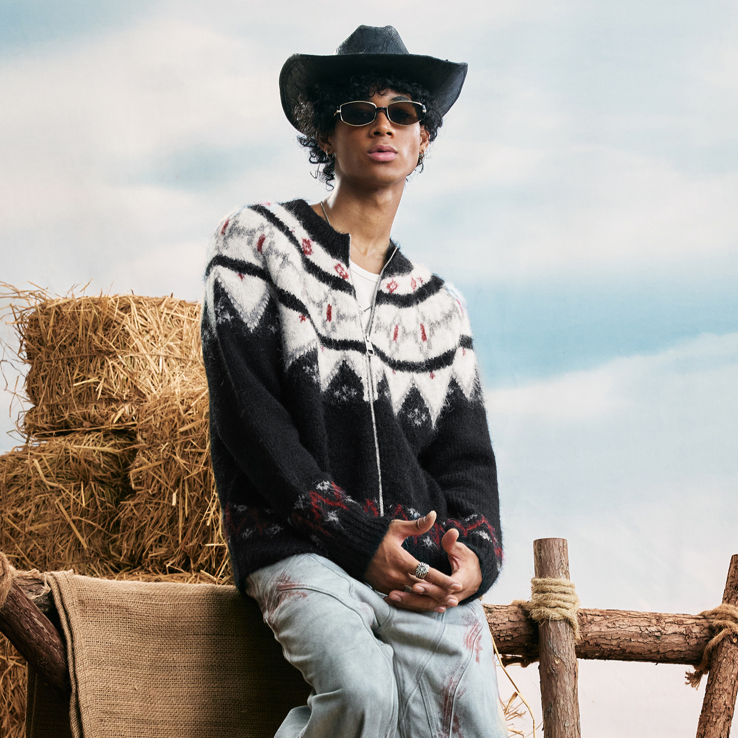 费尔岛毛衣外套拉链开衫