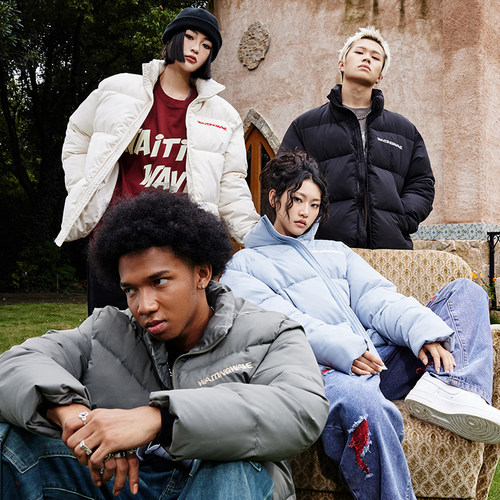 冬季纯色刀锋印花基础款棉服外套