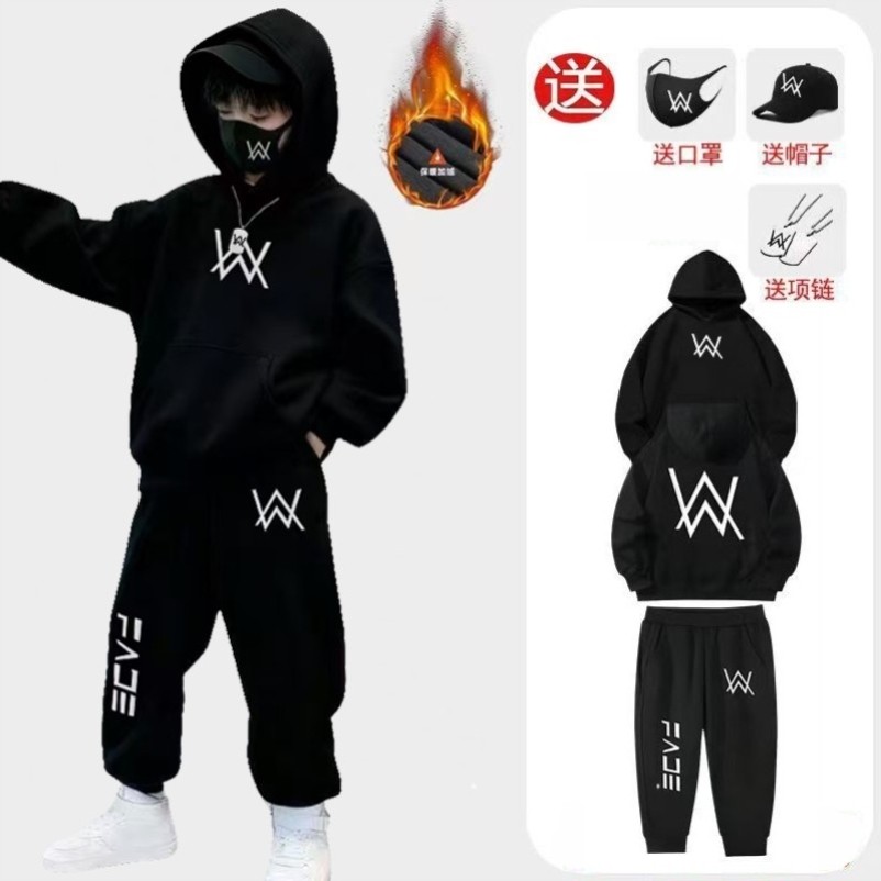 加绒加厚学生装四件套中大童卫衣套装嘉豪同款秋冬季儿童带帽衣服