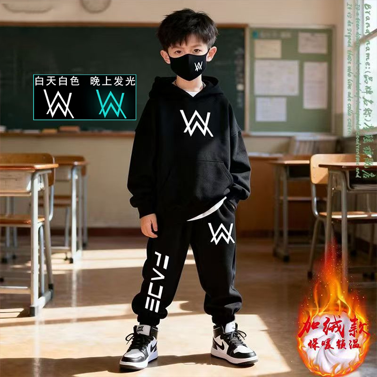 夜光纯棉卫衣艾伦沃克同款连帽嘉豪战衣青少年秋冬加绒中学生外套