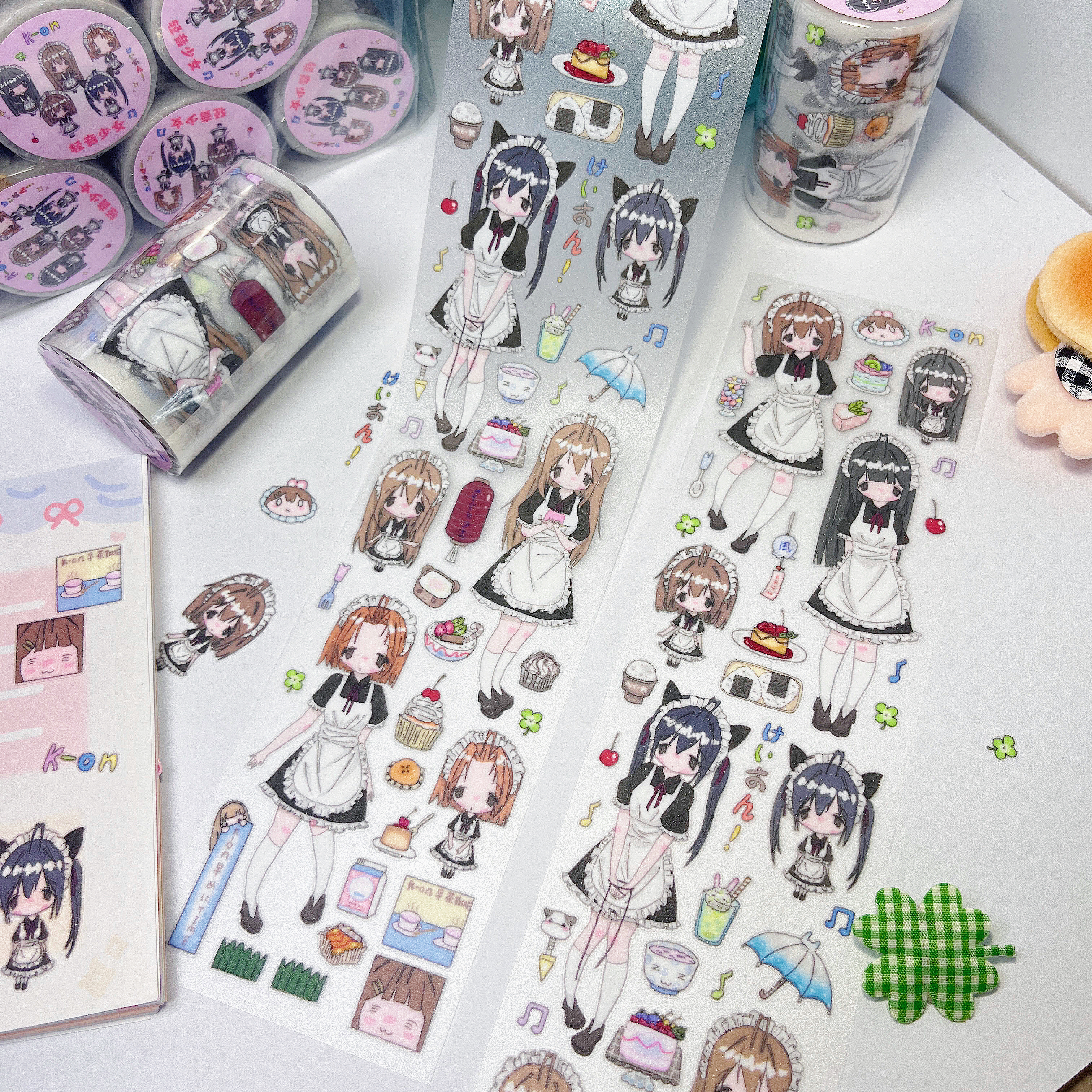 栖月小町原创轻音少女同人贴纸卷双透闪砂切膜贴纸卷k-on人物贴纸