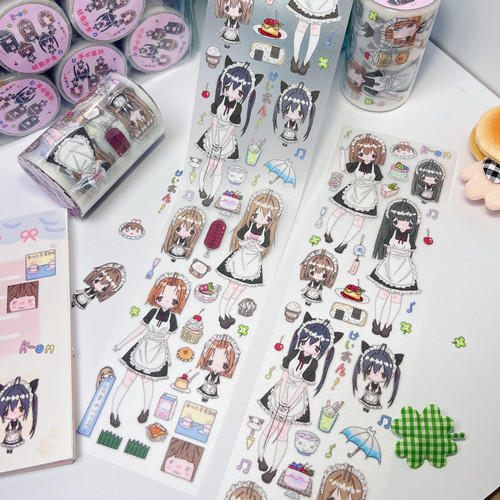 栖月小町原创轻音少女同人贴纸卷双透闪砂切膜贴纸卷k-on人物贴纸