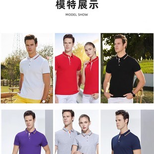 高端Polo衫 夏 定制丝光棉工作服刺绣短袖 翻领展会工衣印logo文化衫