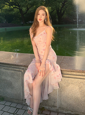 『限时2折起』度假风仙气雪纺碎花荷叶边连衣裙女性感2026新款女