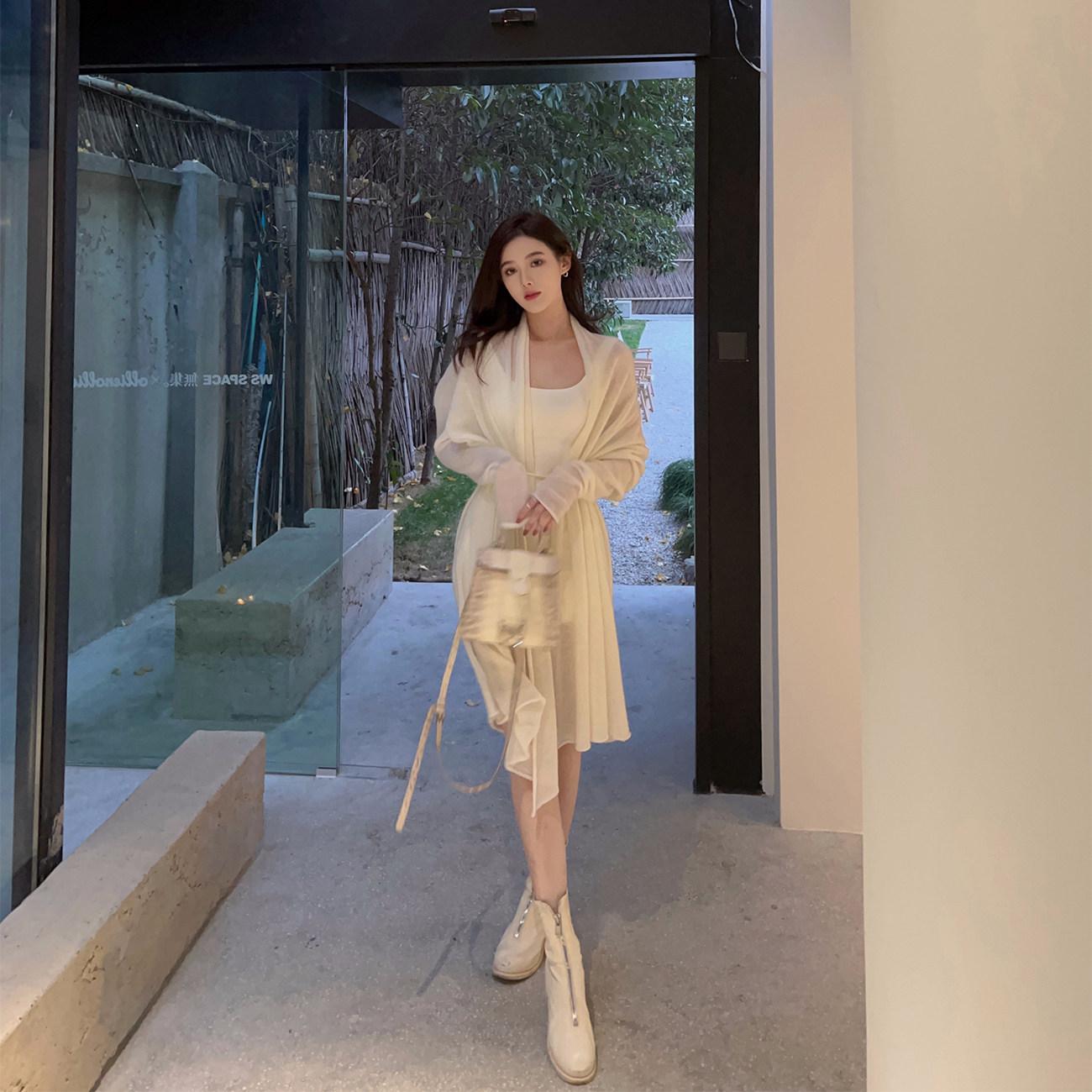nicky 宽松慵懒风毛衣外套开衫女针织2026新款韩版秋冬中长款洋气