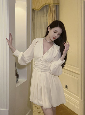 『限时2折起』长袖连衣裙夏季女温柔浪漫法式气质名媛新款薄款