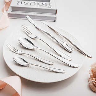 不锈钢304西餐刀叉勺高颜值牛排刀叉酒店餐厅用餐具套装甜品勺叉