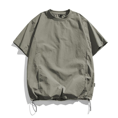 大码复古机能口袋T恤短袖上衣