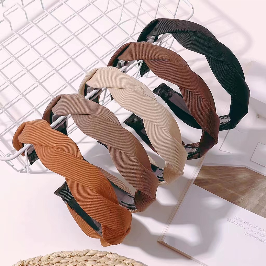 清新文艺编织褶边发箍女夏天宽边