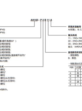 二三档选择按钮开关AH165-P2  AH164-P2 P3 P1 P0 B11 B22