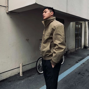 美式游猎骑兵夹克春秋季防风薄款工装外套隐藏帽纯色户外运动上衣